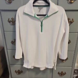 Talbots White Top with Green Trim